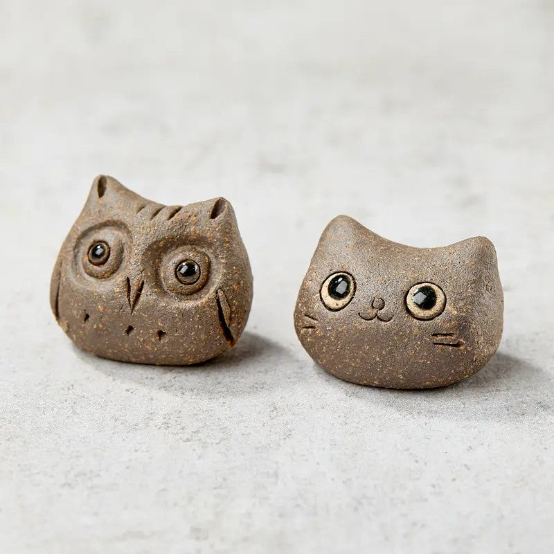 Handcrafted owl head chopstick rest