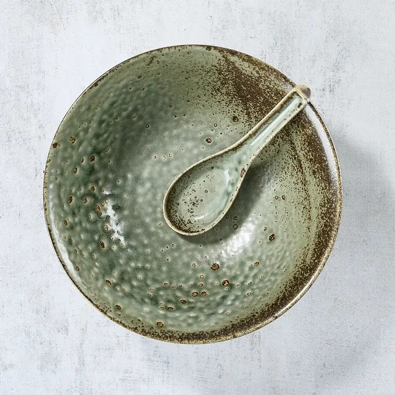 Premium artisan ramen bowl gift set with matching spoon, 1200 ml