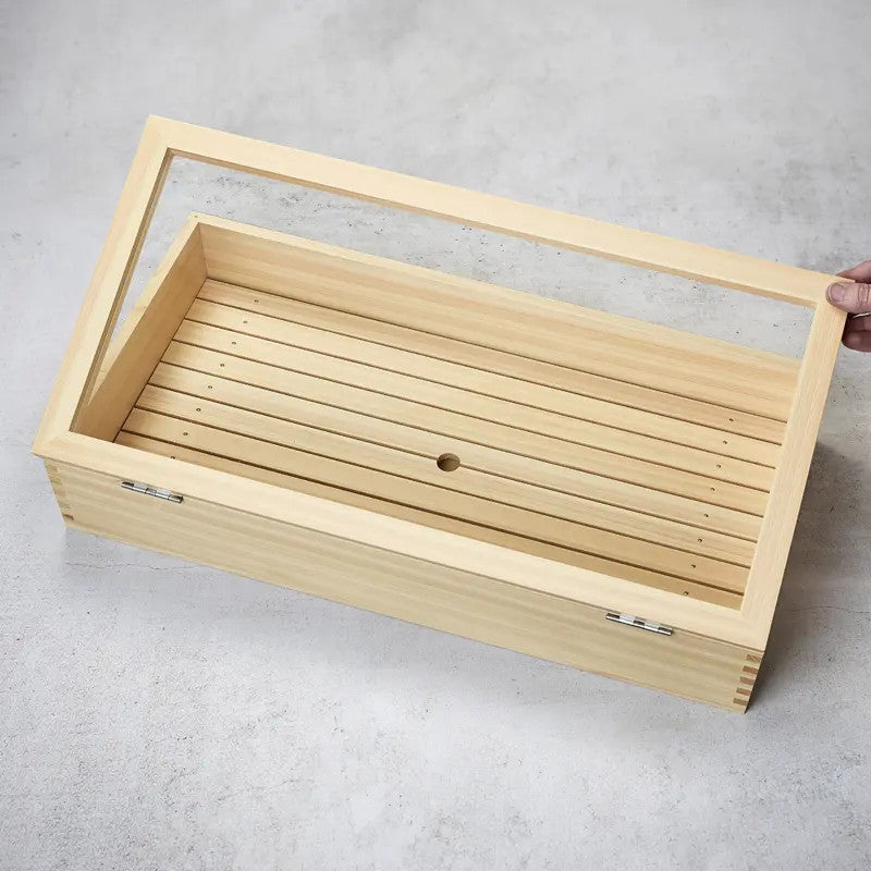 Caja Sushi Neta de madera de Hinoki con bisagras, L,600300120