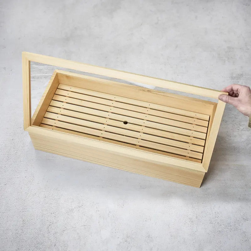 Sushi Neta Box in Hinoki wood, tilted, with hinges, XL,692295205