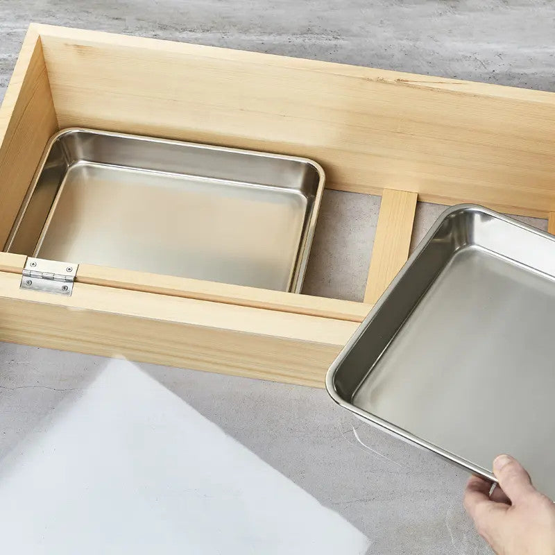 Sushi Neta Box in Hinoki wood, tilted, with hinges, XL,692295205