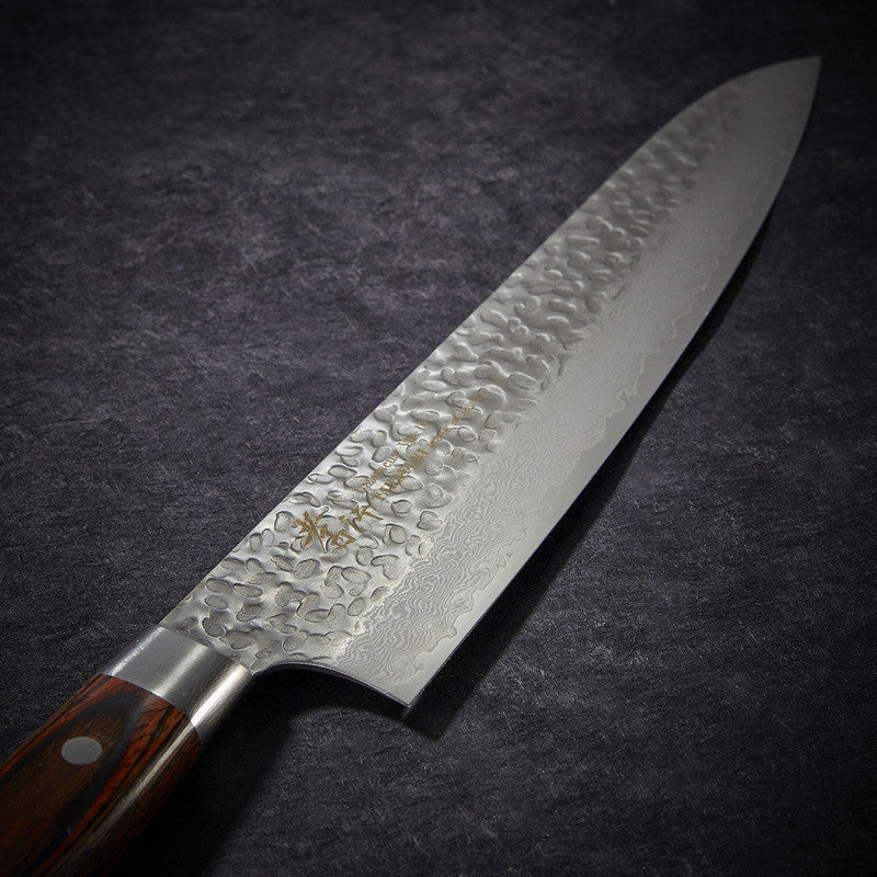 Chef knife Damascus 33-layer hammered blade 240 mm