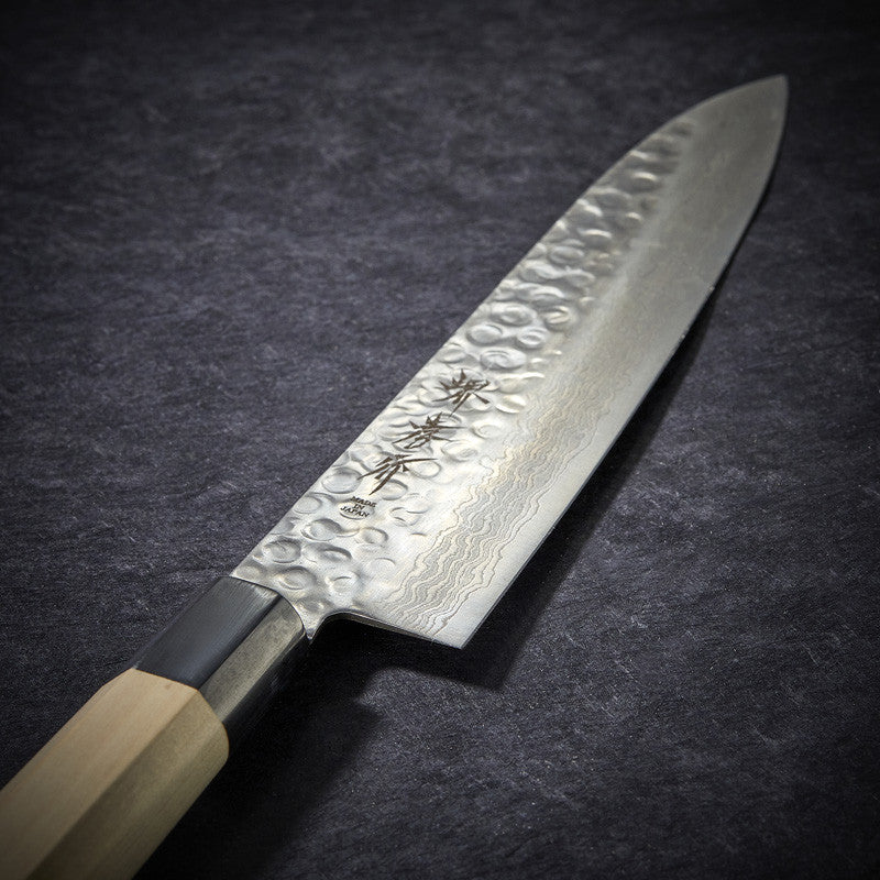 Chef knife with 45-layer hammered Damascus blade 210 mm