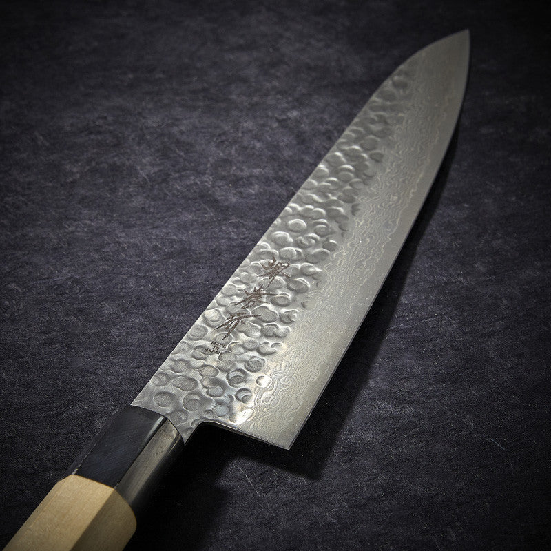 Chef knife Damascus blade 45 hammered layers 240 mm