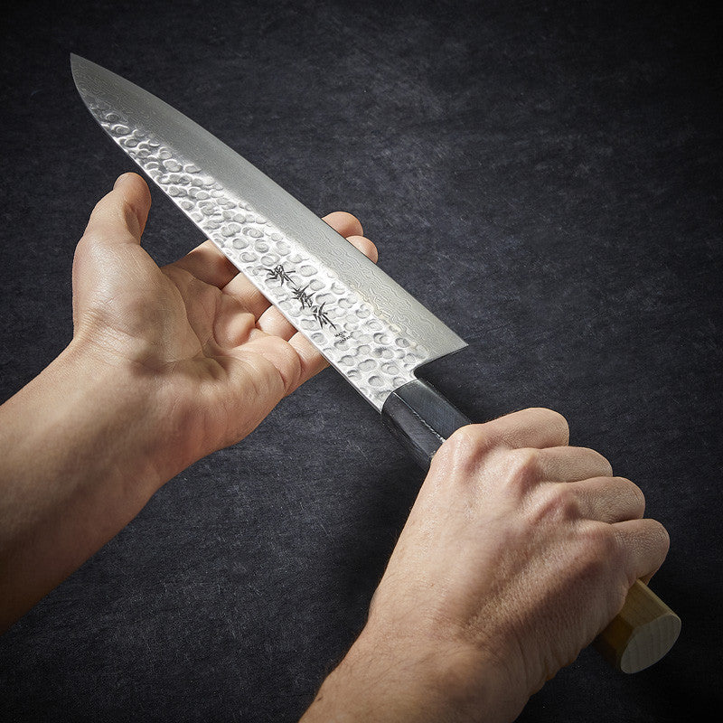 Chef knife Damascus blade 45 hammered layers 240 mm