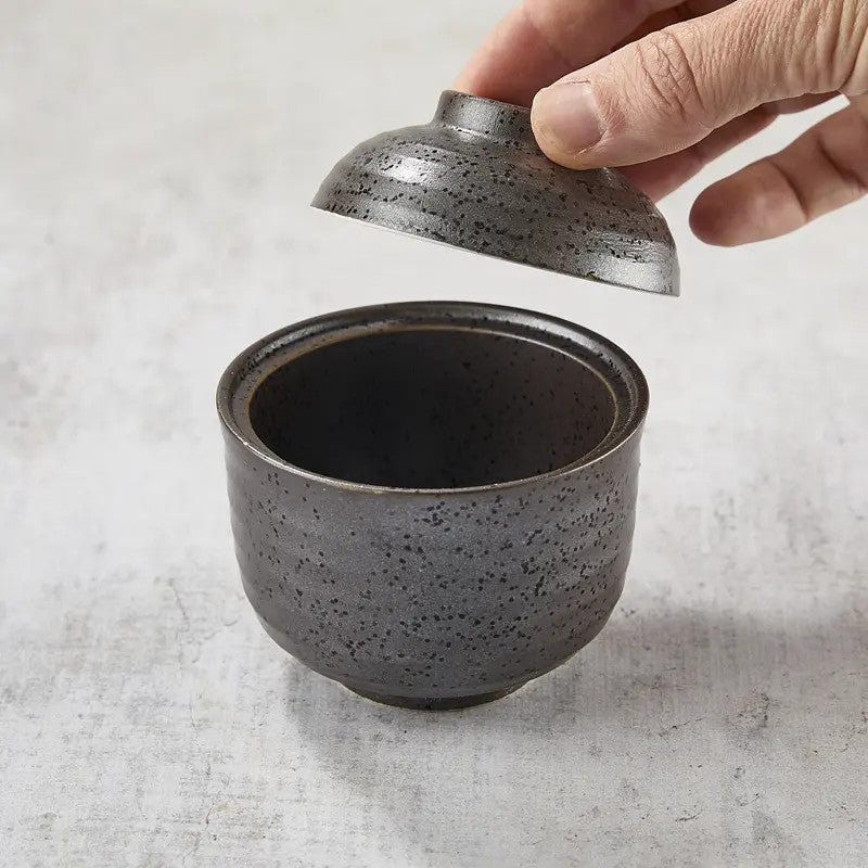 Chawan-mushi bowl, black glaze pattern, 145 ml