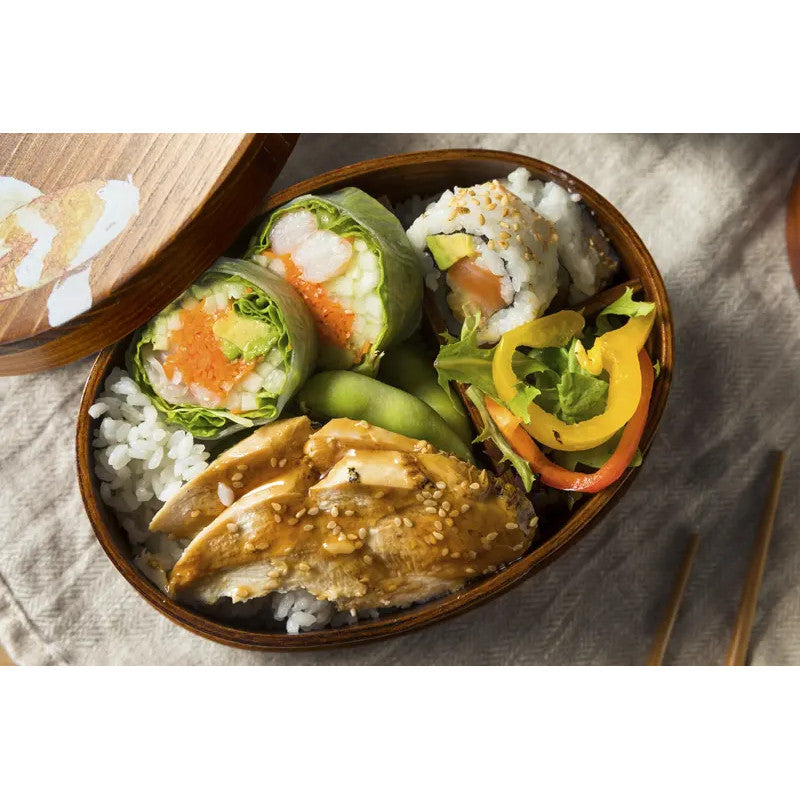 Lacquered cedar wood bento box, Koi pattern, 700 ml, 18013568 mm