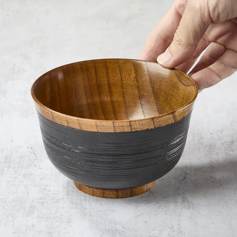 Bol Hakeme en bois de jujube laqué, couleur vermillon, ø 128 x 80 mm