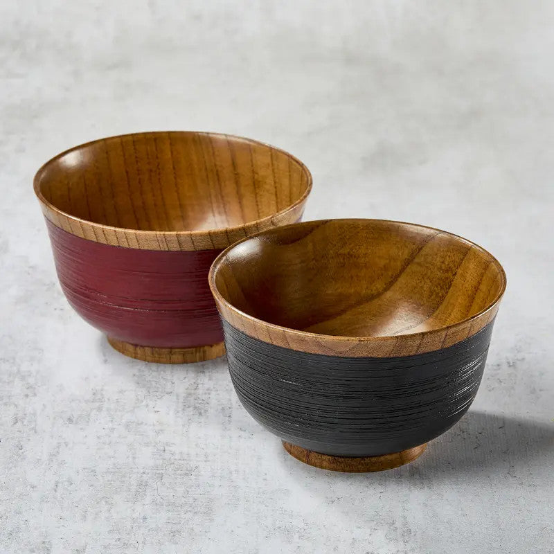 Bol Hakeme en bois de jujube laqué, couleur vermillon, ø 128 x 80 mm