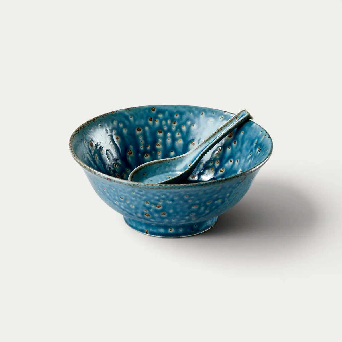 Premium ramen bowl gift set 21×8.7 with spoon, SABIKOBIKI 1200ml