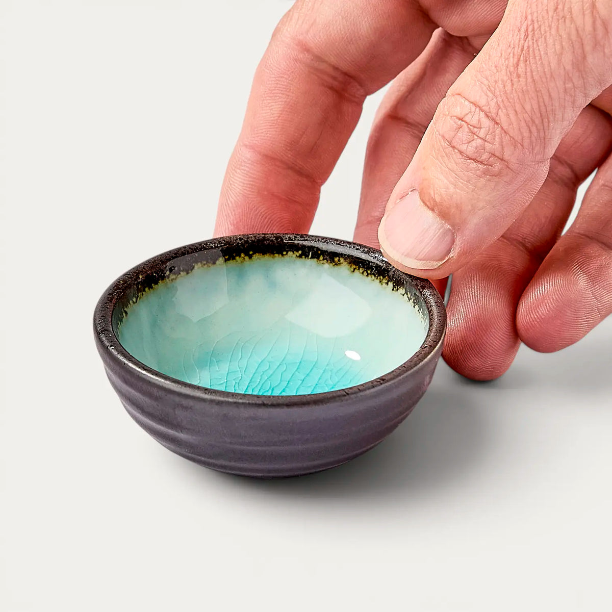 Ceramic and Enamelled Glass Small Dish – Sky Blue