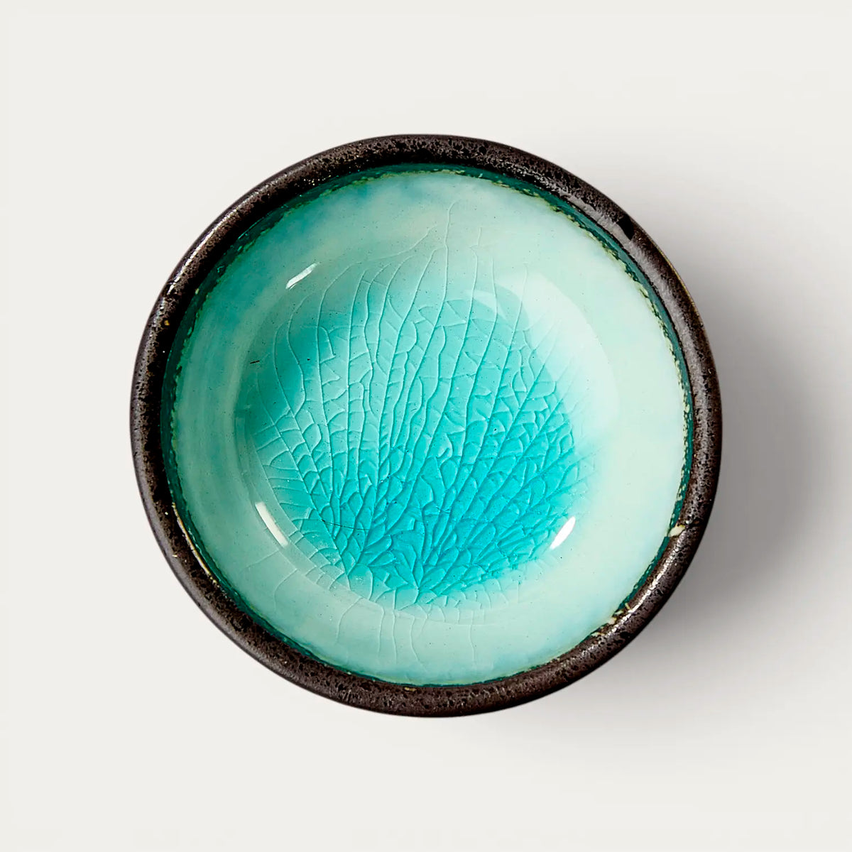 Ceramic and Enamelled Glass Small Dish – Sky Blue