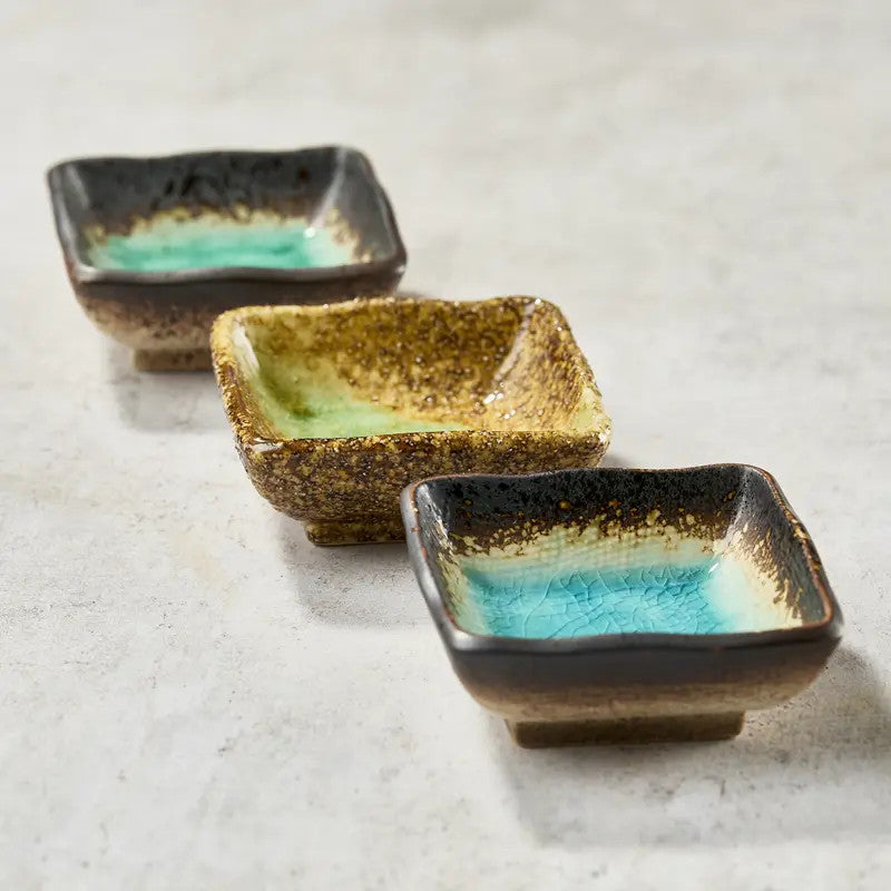 Trio von Schälchen für Sojasoße oder Amuse-bouche 