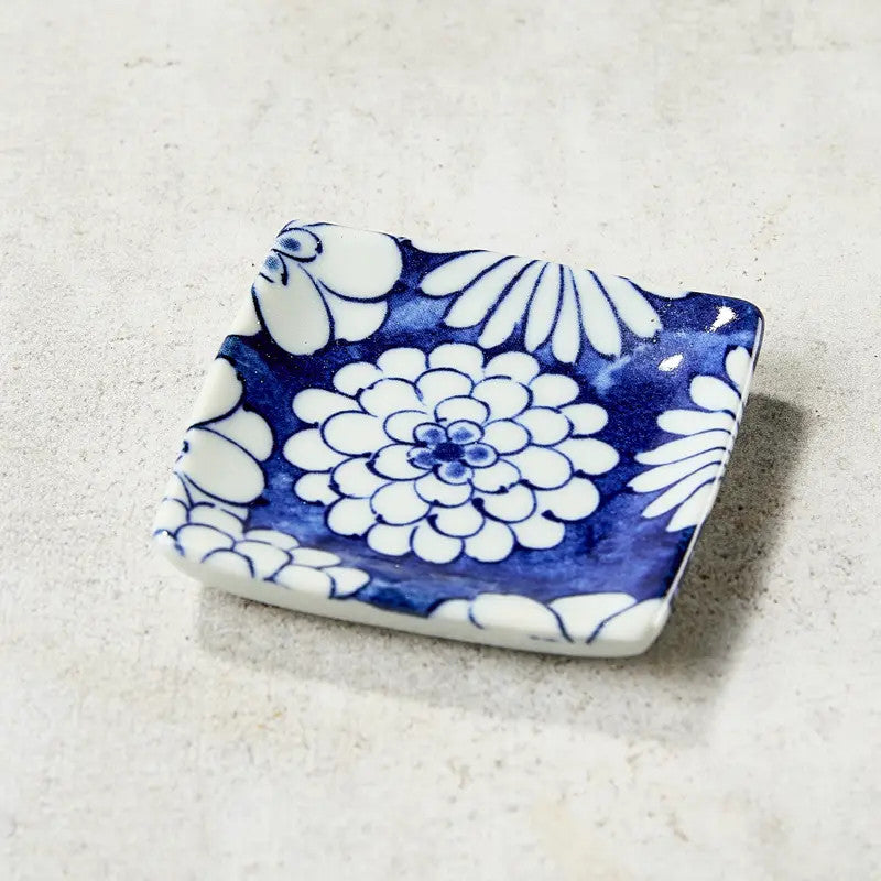 Handcrafted incense dish, Japanese pattern, 5.5×5.5