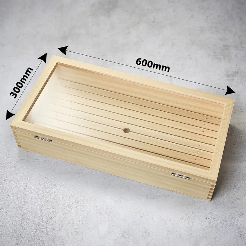 Caja Sushi Neta de madera de Hinoki con bisagras, L,600300120