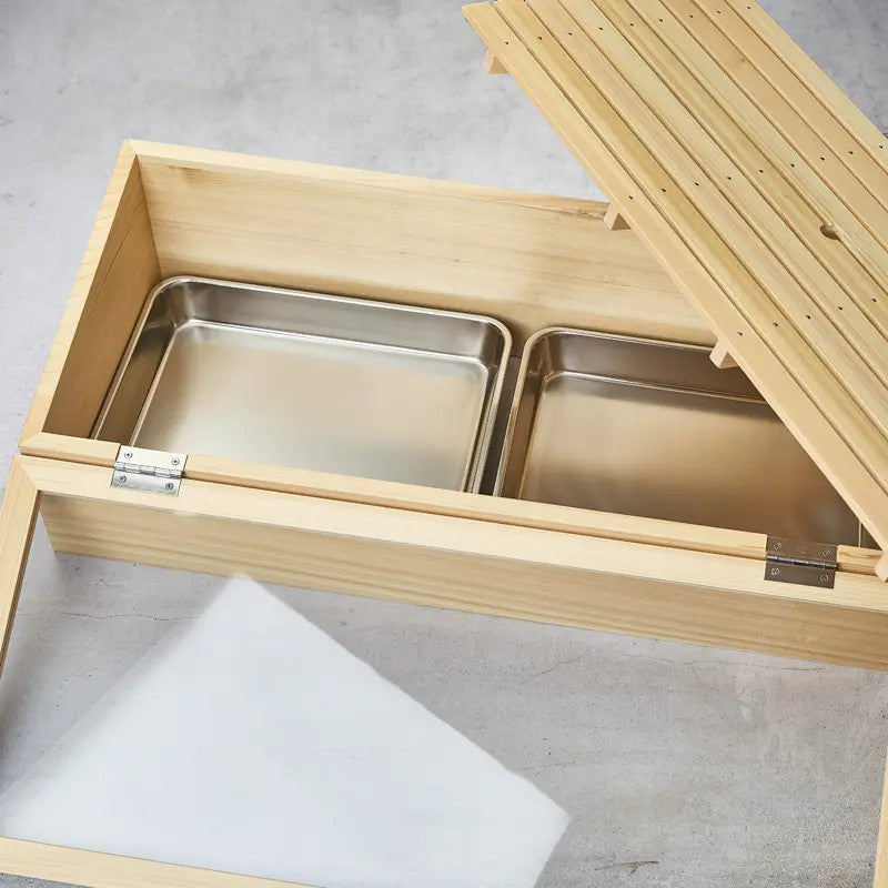 Sushi Neta Box in Hinoki wood, tilted, with hinges, XL,692295205