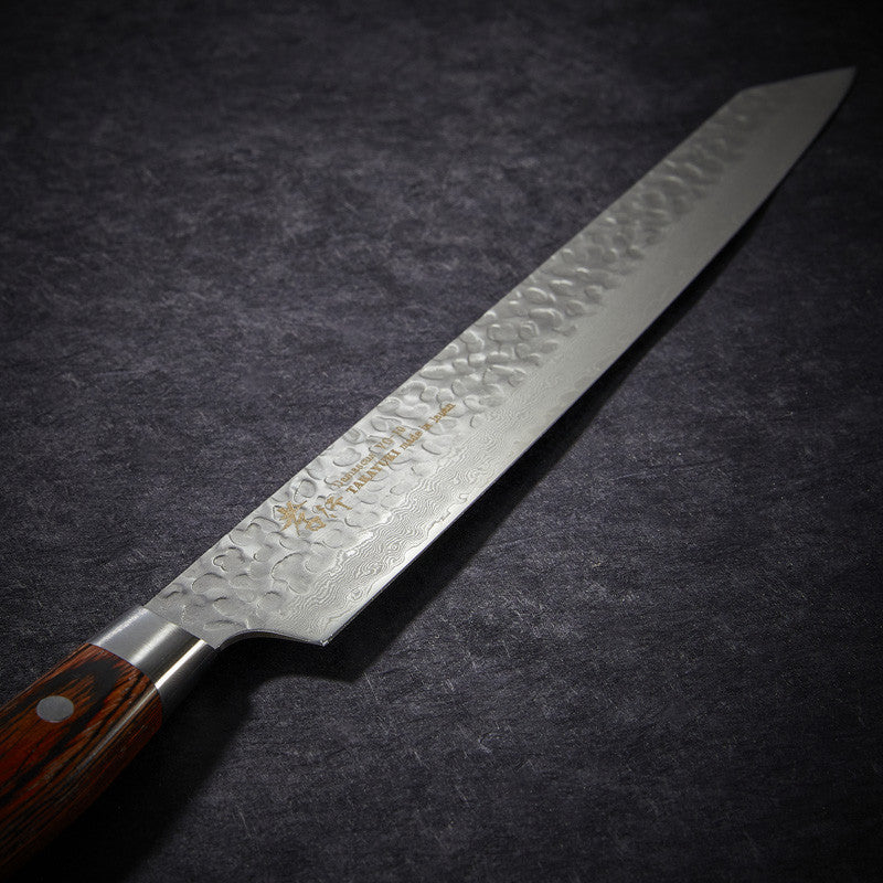 Coltello Kengata Yanagiba per sashimi, lama Damasco 33 strati martellata 270 mm