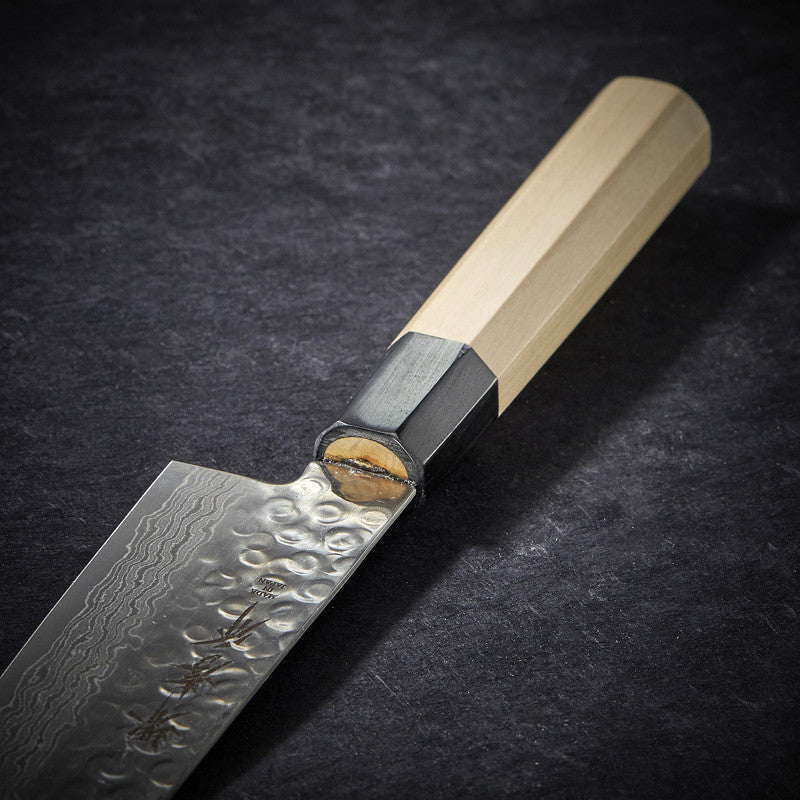 Chef knife with 45-layer hammered Damascus blade 210 mm
