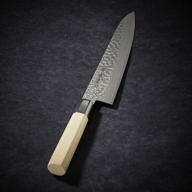 Chef knife Damascus blade 45 hammered layers 240 mm