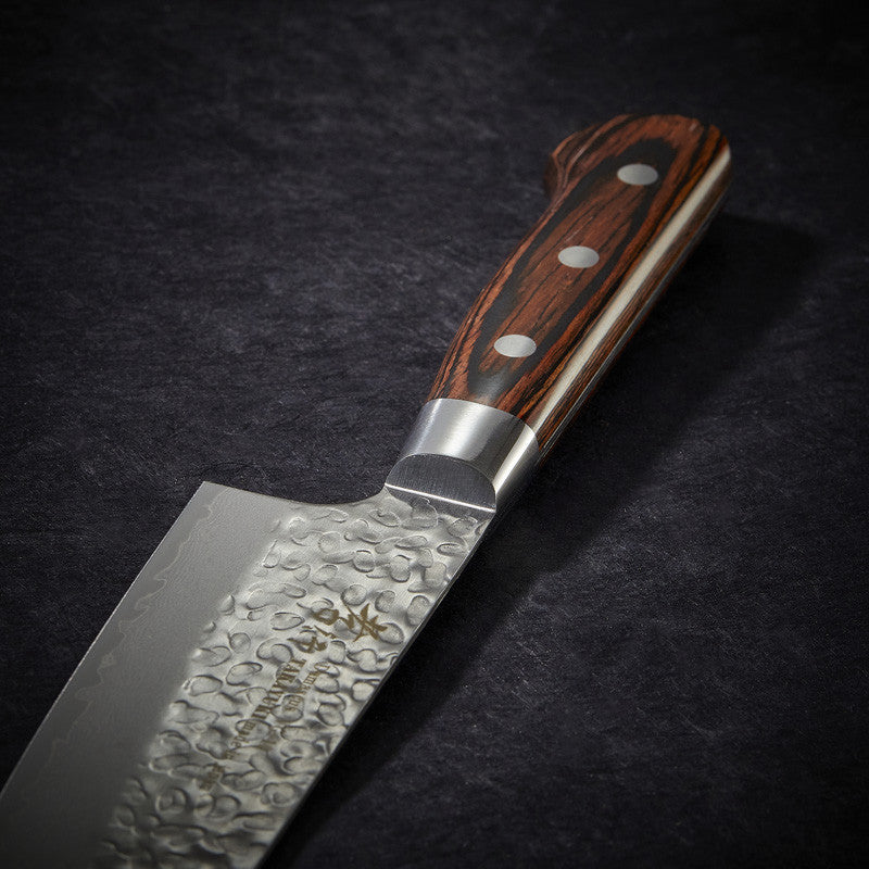 Santoku knife, 33-layer hammered Damascus blade 180 mm
