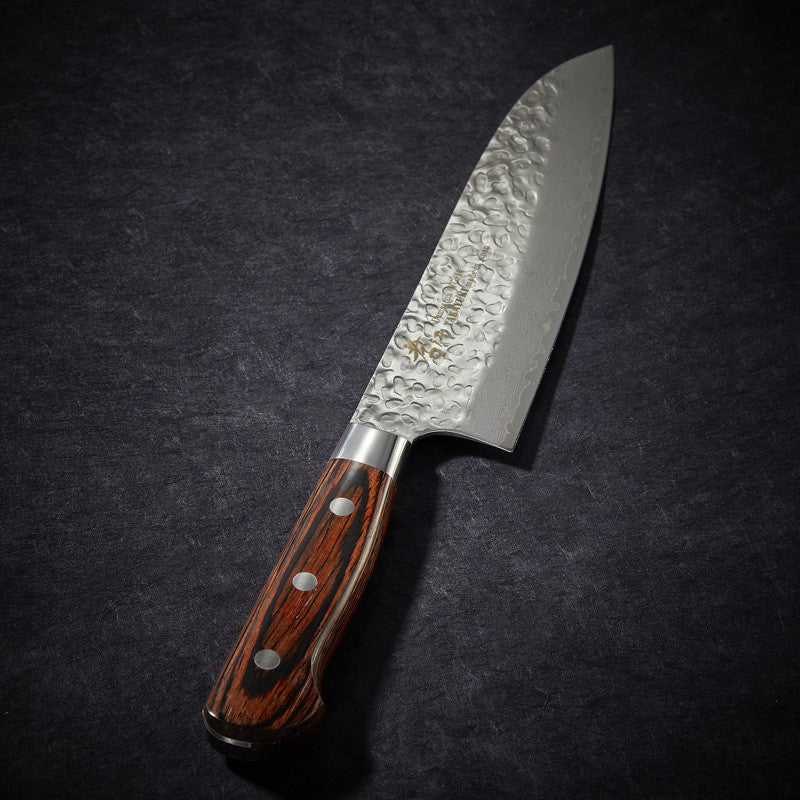 Santoku knife, 33-layer hammered Damascus blade 180 mm