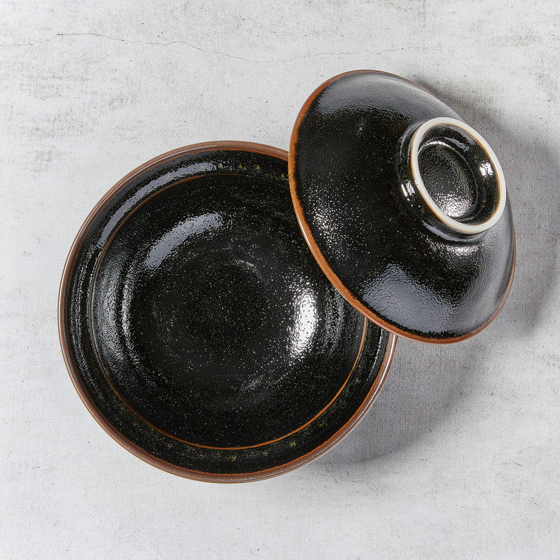 Tigela de donburi (unagi, katsu-don), design yuzu-tenmoku Louça japonesa