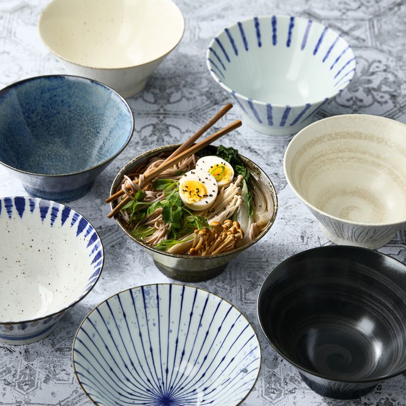 Rāmen bowl, Minoyaki porcelain, YOUHENKON pattern