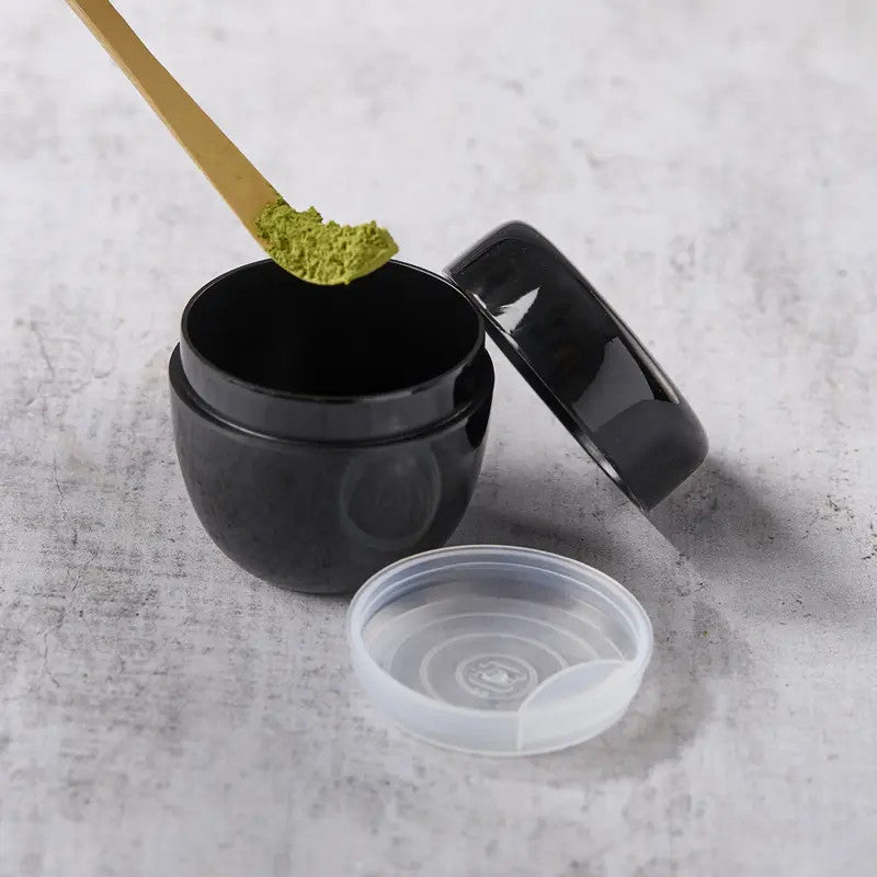 Natsume matcha tea caddy ø 5.4 cm, height 5.4 cm, black pattern 