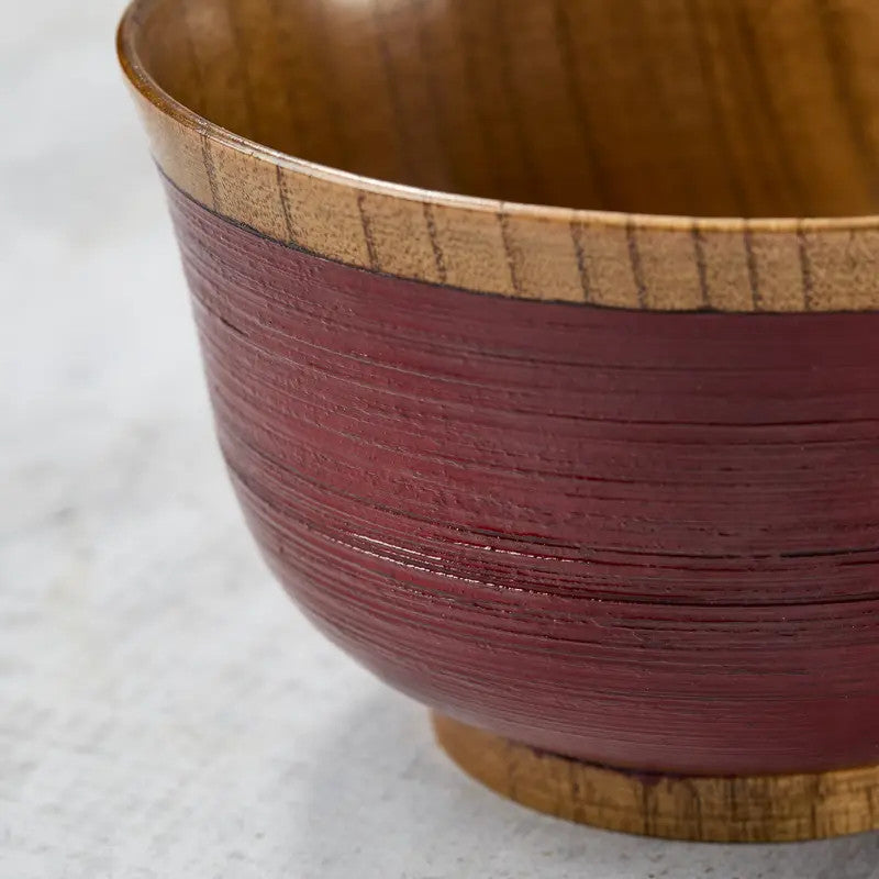 Bol Hakeme en bois de jujube laqué, couleur vermillon, ø 128 x 80 mm