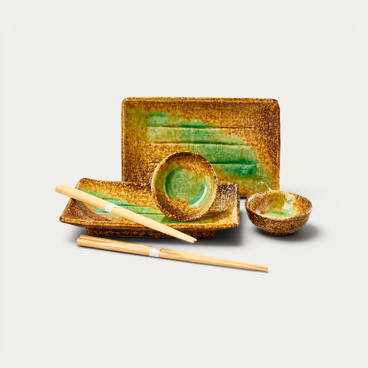 Duo Assiettes à sushis rect IWASHIMIZU et coupelles à sauce soja