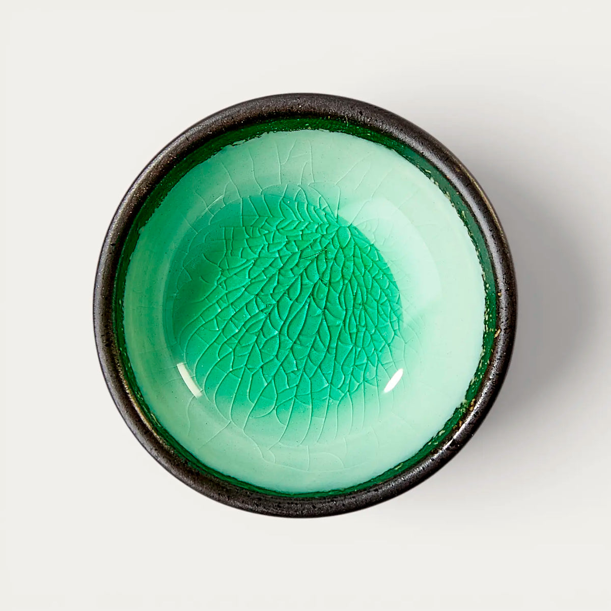Coupelle céramique et verre émaillé -  Vert océan profond