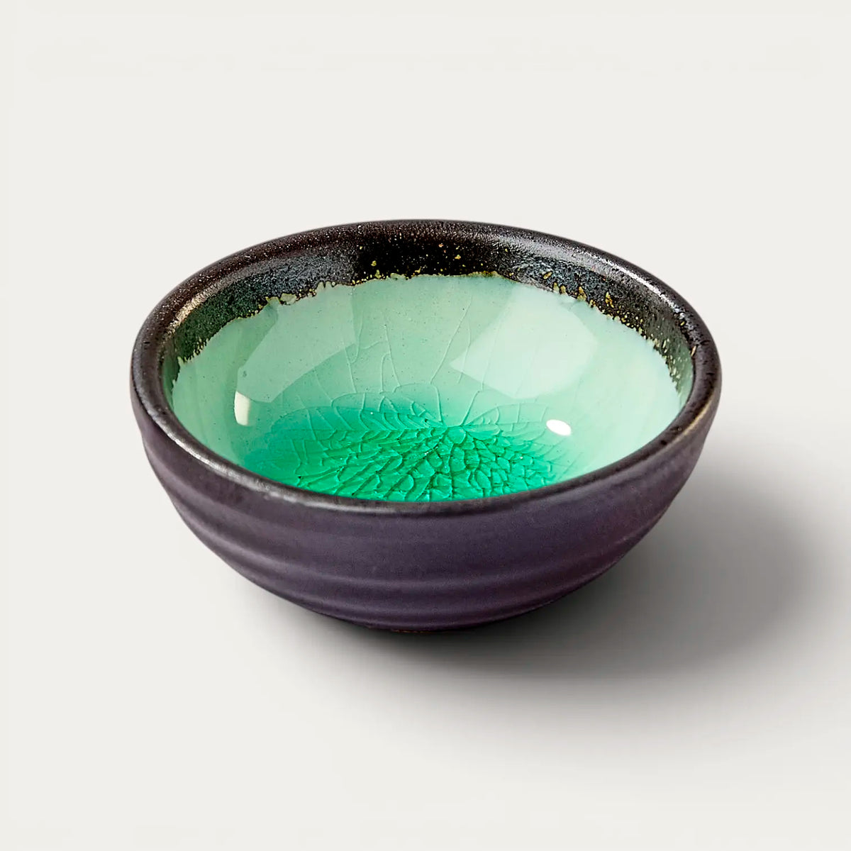 Coupelle céramique et verre émaillé -  Vert océan profond