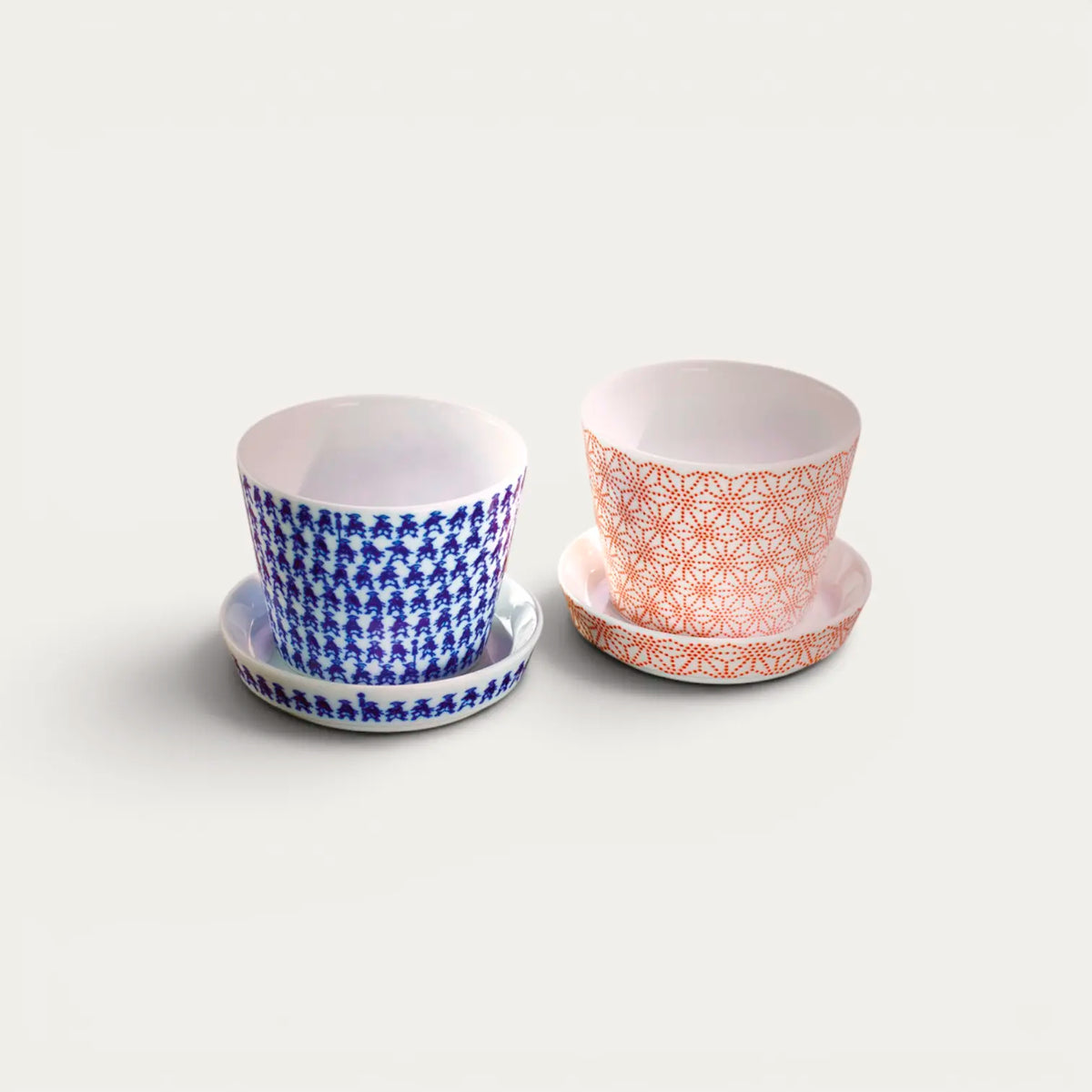 Porcelaine Nikko,2 tasses à soba + 2mini assiette chanvre et daimyo